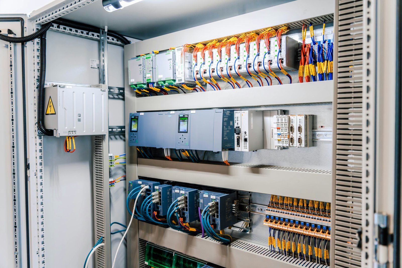 PLC and automation control panel close-up